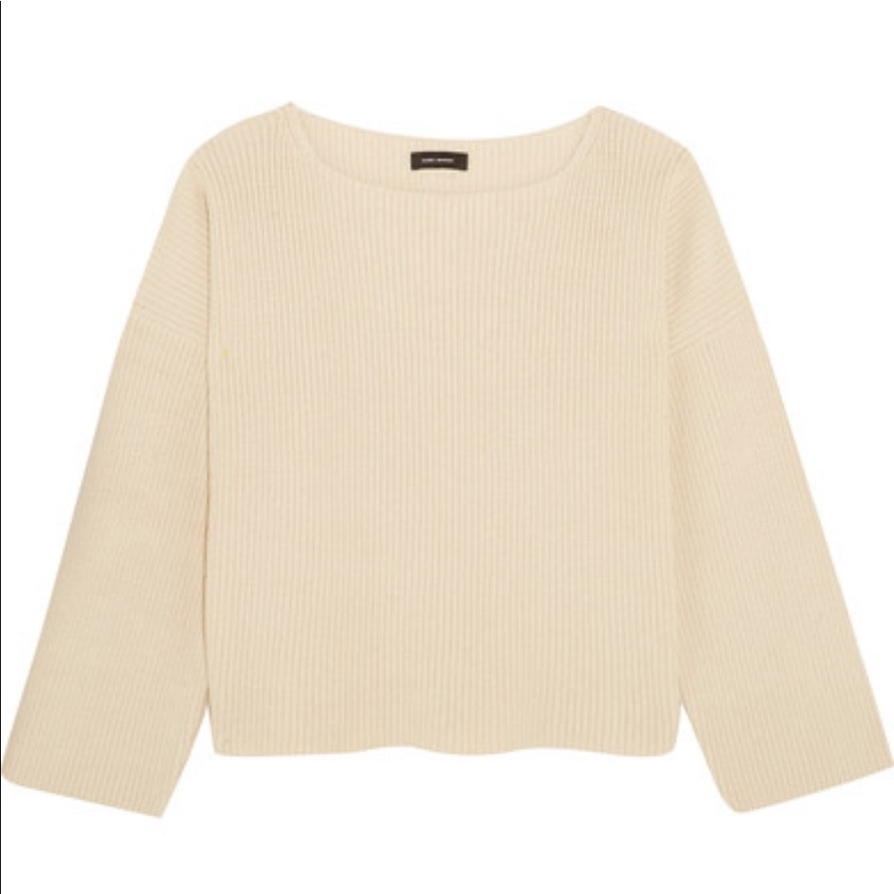 Isabel Marant Italy cotton wool ribbed sweater cream ivory Sz FR 42 US Large 10